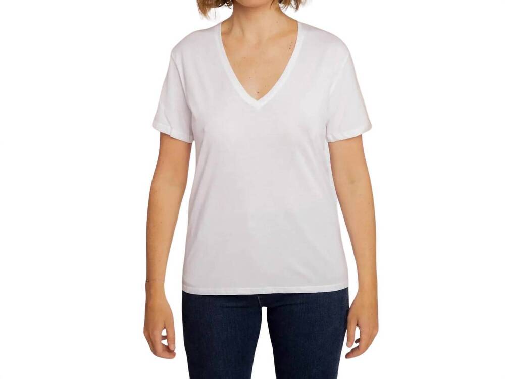 NEW ANONYM APPAREL romy slub v-neck tee in white